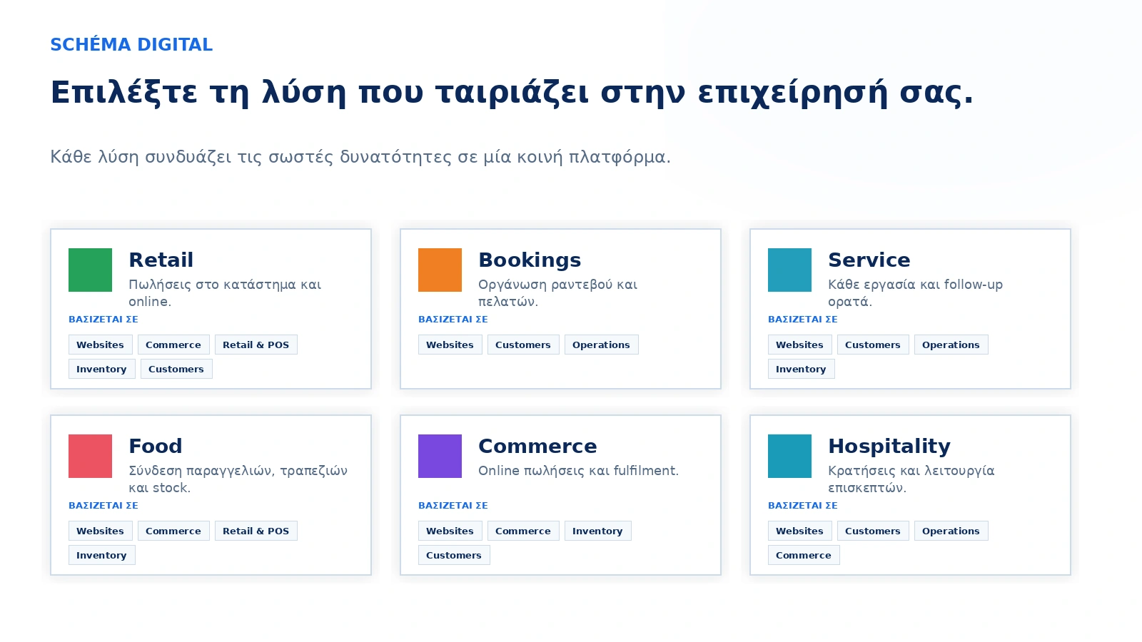 Έξι λύσεις χτισμένες σε μία κοινή πλατφόρμα